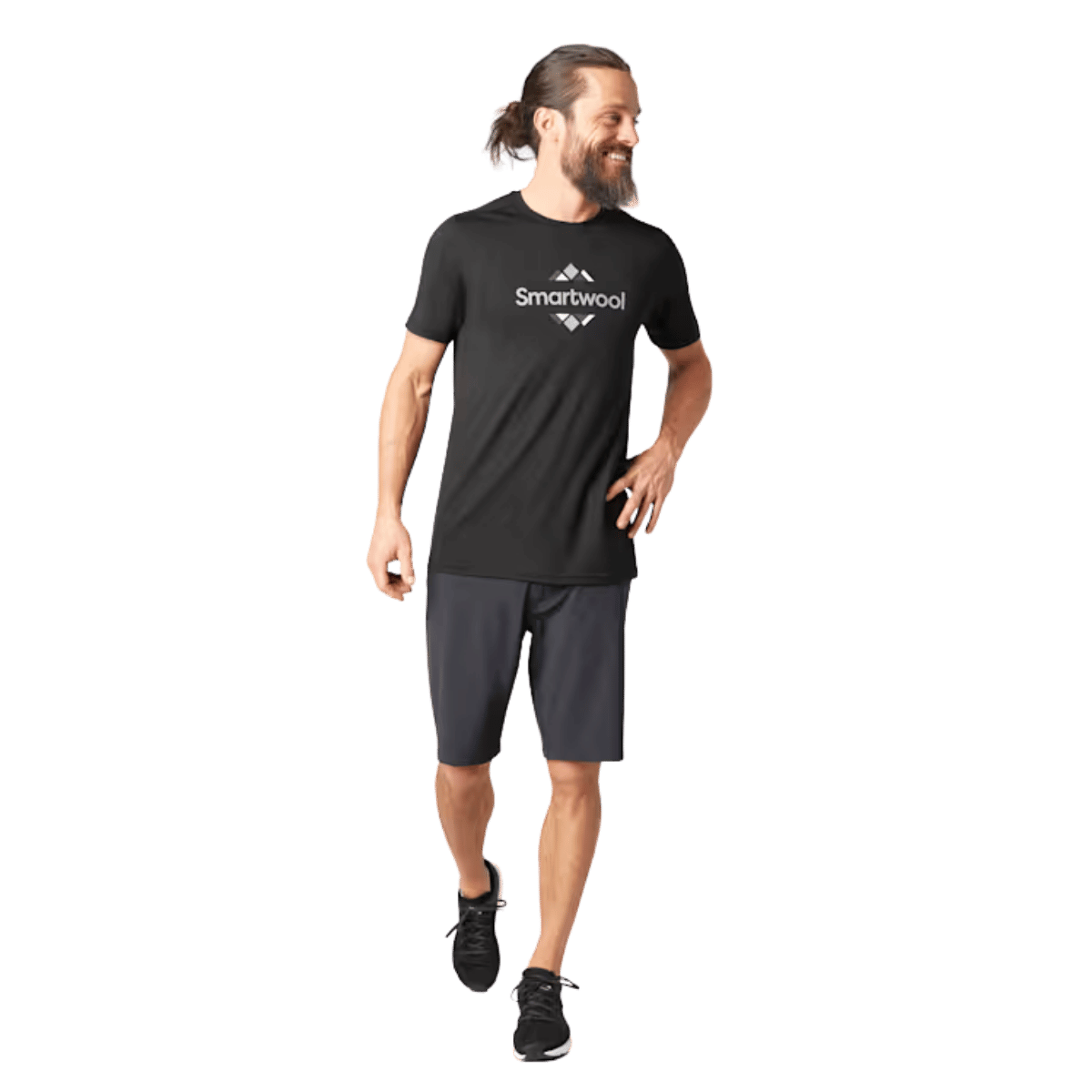 SMARTWOOL MEN'S MERINO SPORT 150 GRAPHIC TEE - BLACK - FRONT VIEW WW