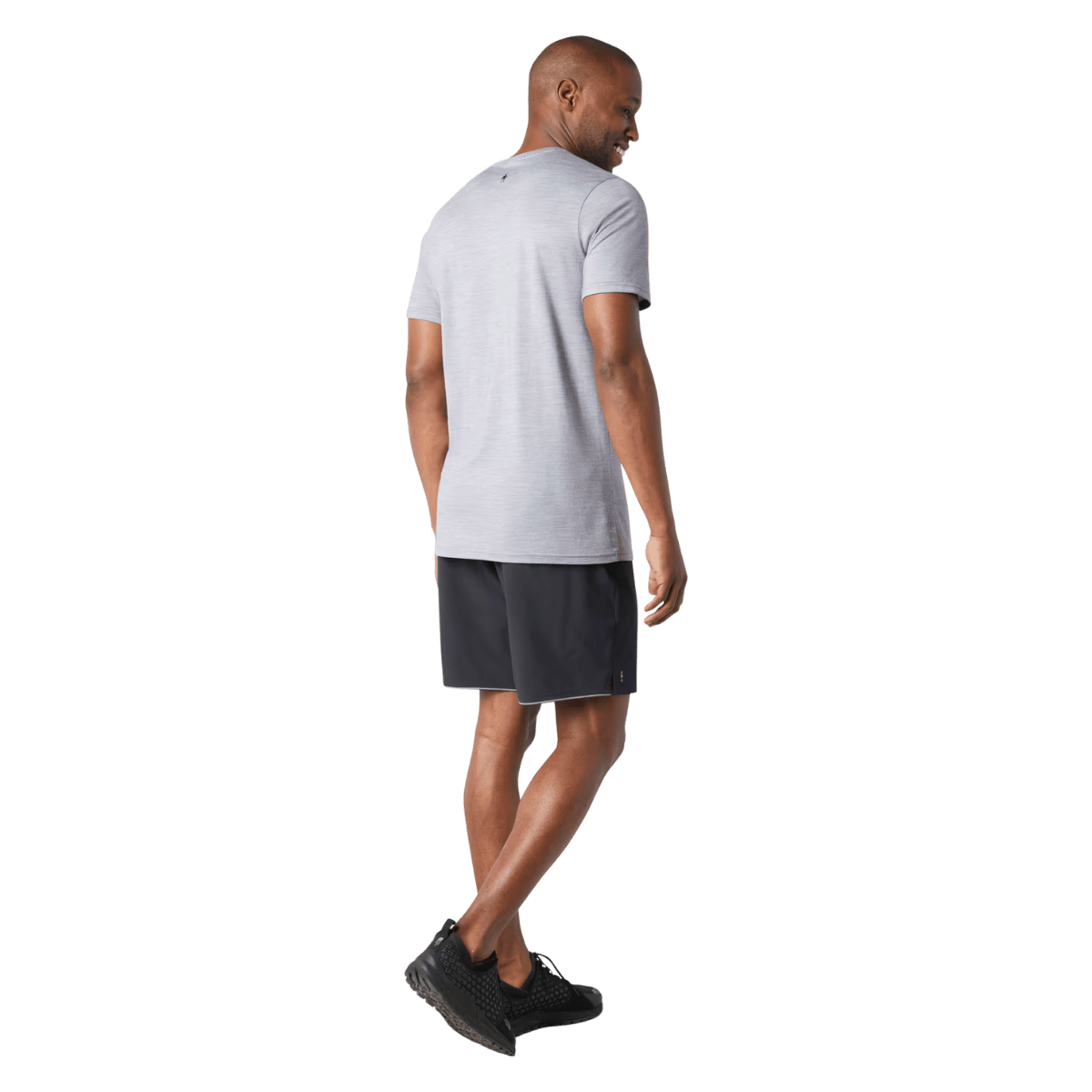 SMARTWOOL MEN'S MERINO SPORT 150 GRAPHIC TEE - LIGHT GRAY HEATHER - BACK VIEW WW