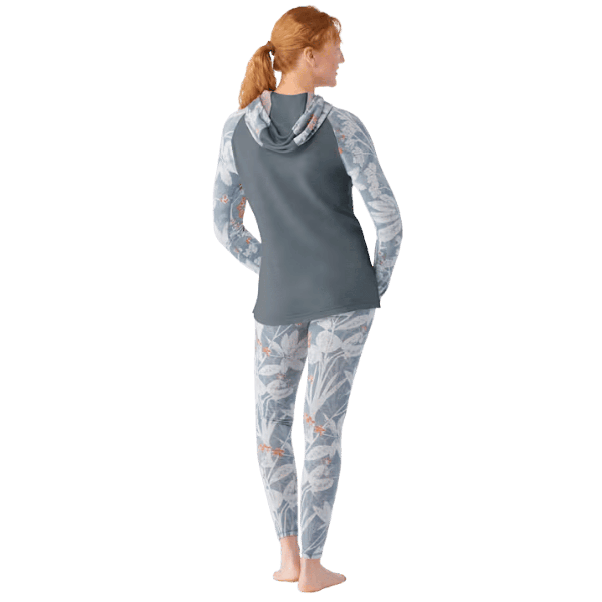 SMARTWOOL WOMEN'S MERINO THERMAL DRAPE NECK HOODIE - WINTER SKY - FULL BACK VIEW WW