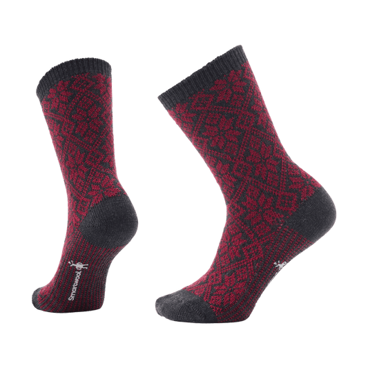 SMARTWOOL WOMEN'S EVERYDAY COZY TRADITIONAL SNOWFLAKE CREW SOCKS TIBETAN RED