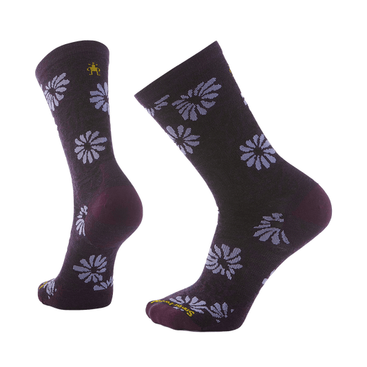 SMARTWOOL WOMEN'S EVERYDAY FLORAL CREW SOCKS PURPLE IRIS