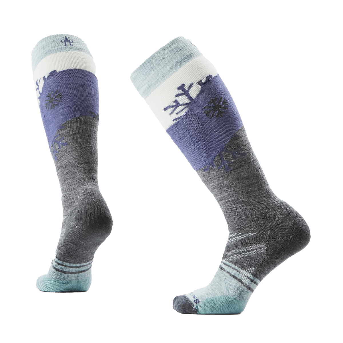 SMARTWOOL WOMEN'S SKI SNOWPOCALYPSE PATTERN FULL CUSHION OTC SOCKS MEDIUM GRAY