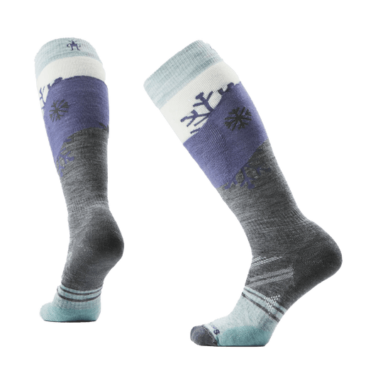 SMARTWOOL WOMEN'S SKI SNOWPOCALYPSE PATTERN FULL CUSHION OTC SOCKS MEDIUM GRAY
