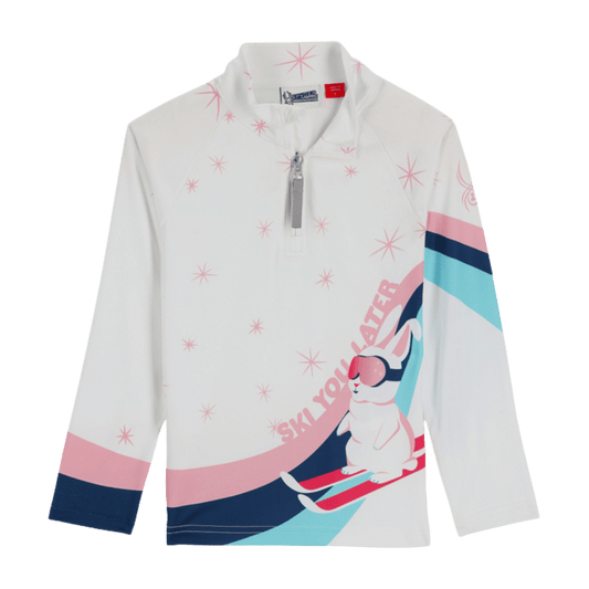 SPYDER GIRLS BITSY REFLECT 1/4 ZIP T-NECK TOPS - WHITE