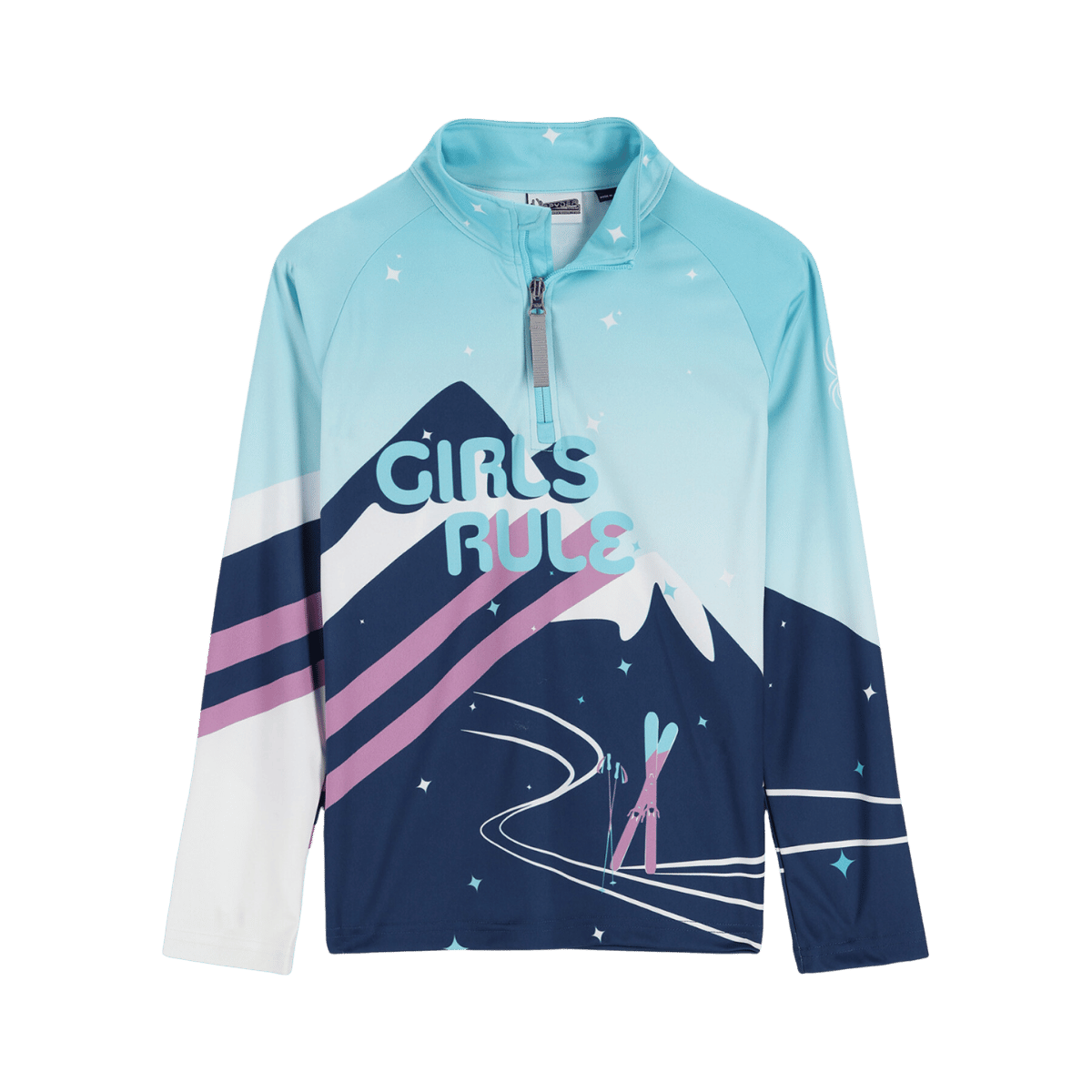 SPYDER GIRLS SURFACE ZIP T-NECK - ABYSS