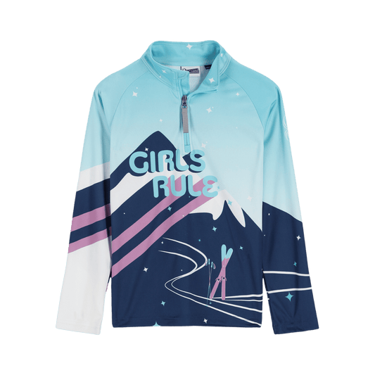 SPYDER GIRLS SURFACE ZIP T-NECK - ABYSS