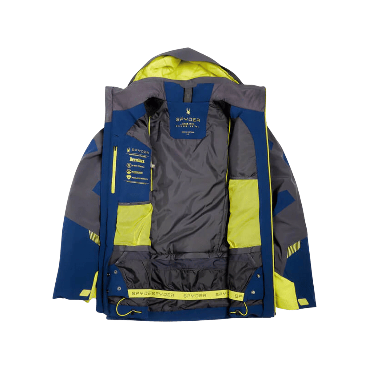 SPYDER MEN'S SKI LEADER JACKET - ABYSS CITRON UNITE_1 - Open