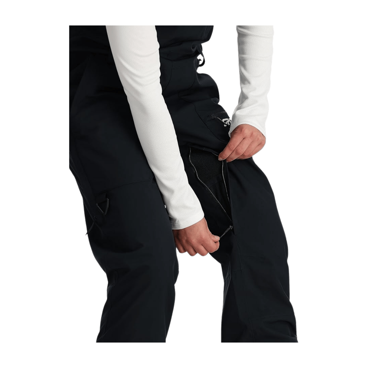 SPYDER WOMEN'S TERRAIN BIB PANTS - BLACK - leg vents