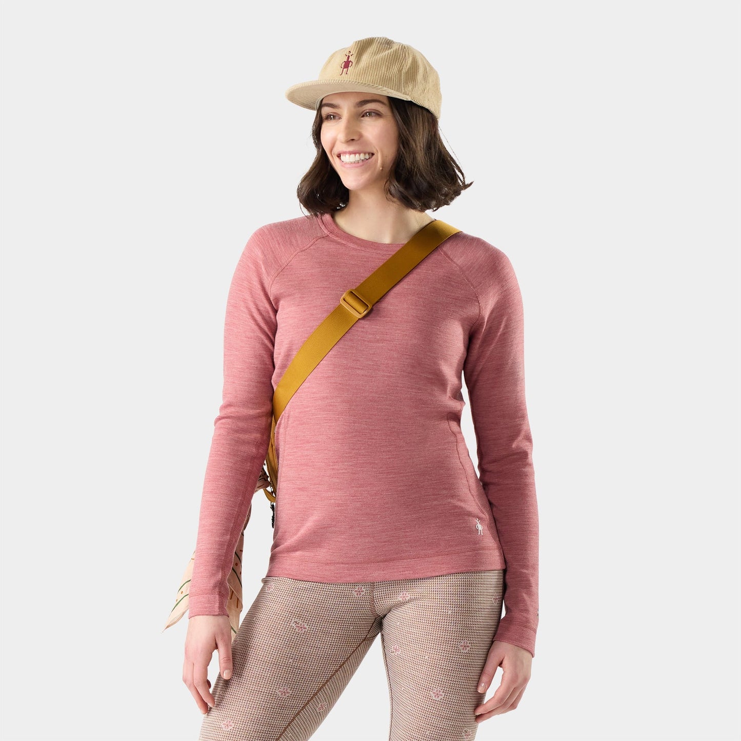 SMARTWOOL W MERINO BASE LAYER CREW ROSEWOOD HEATHER
