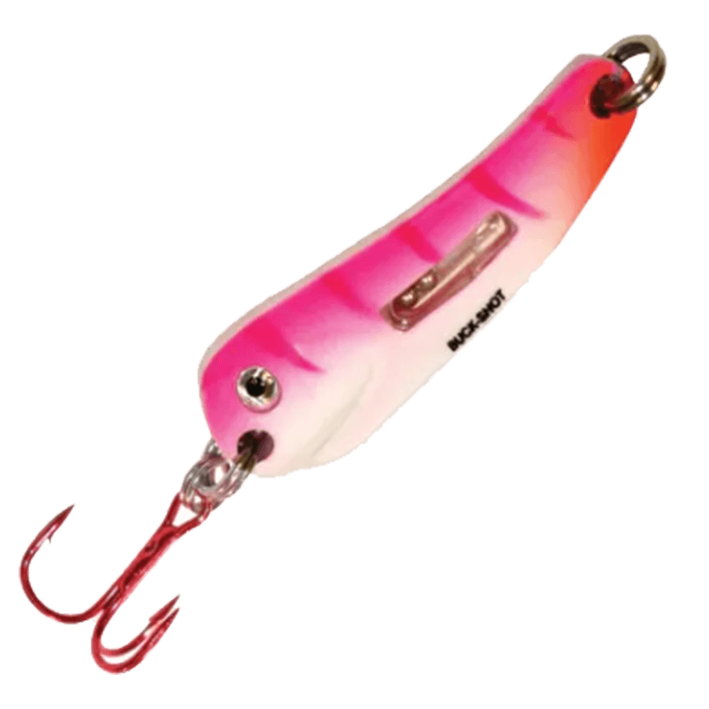 NORTHLAND BUCK-SHOT FLUTTER SPOON UV PINK TIGER 1/8OZ