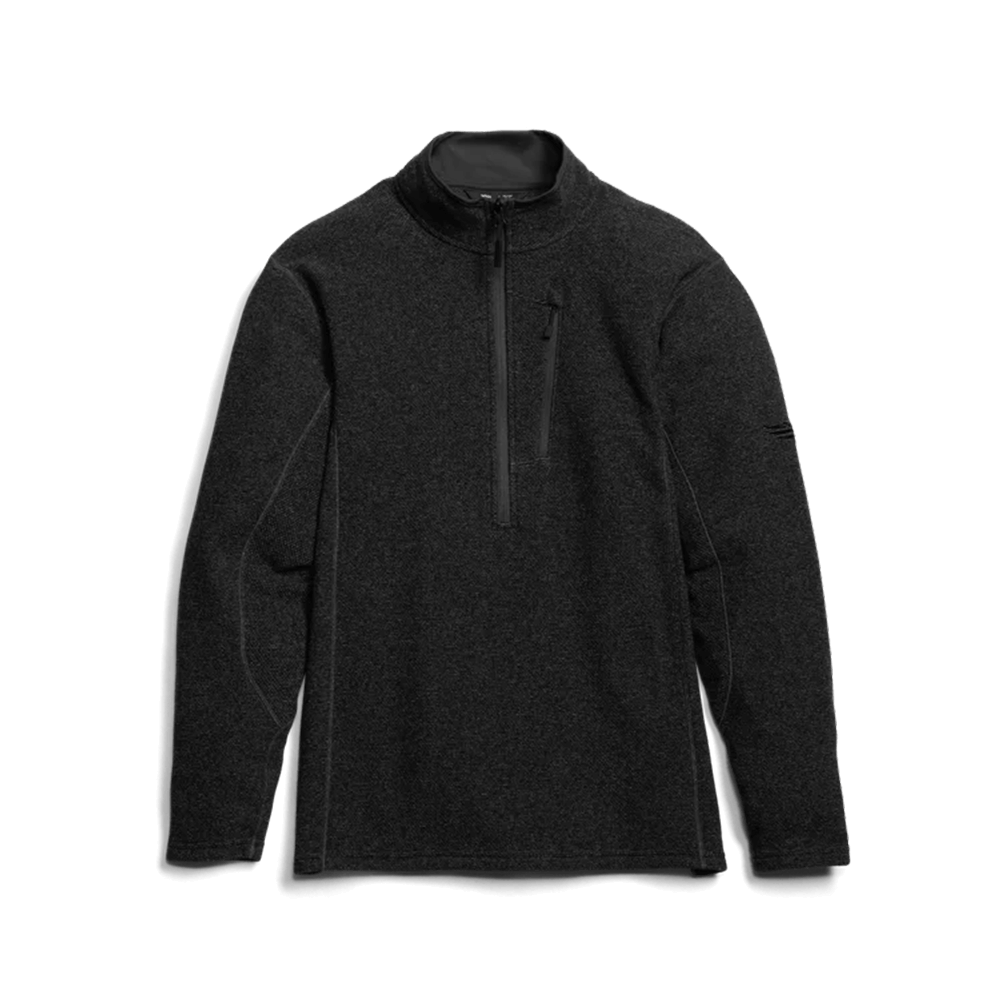 SITKA SNOWCREST 1/2 ZIP FLEECE PULL OVER BLACK HEATHER
