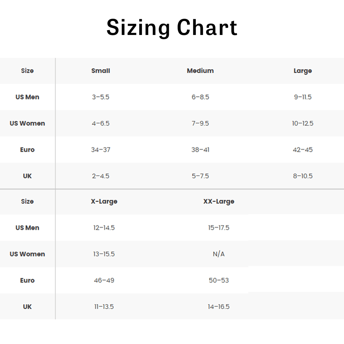 Smartwool Size Chart