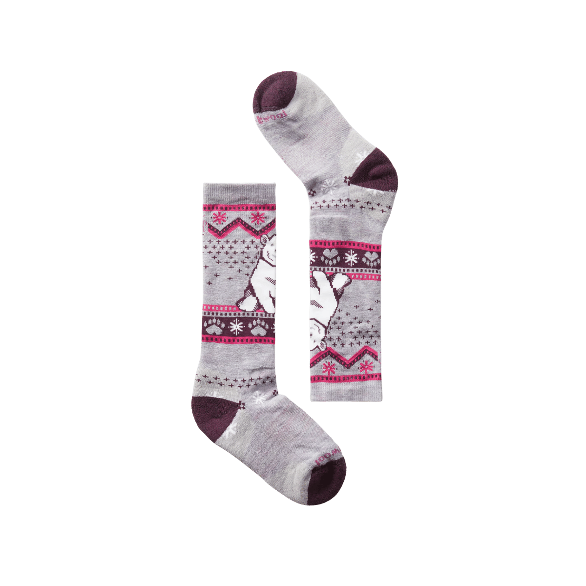 SMARTWOOL KIDS' WINTERSPORT FULL CUSHION POLAR BEAR SOCKS - PURPLE ECLIPSE