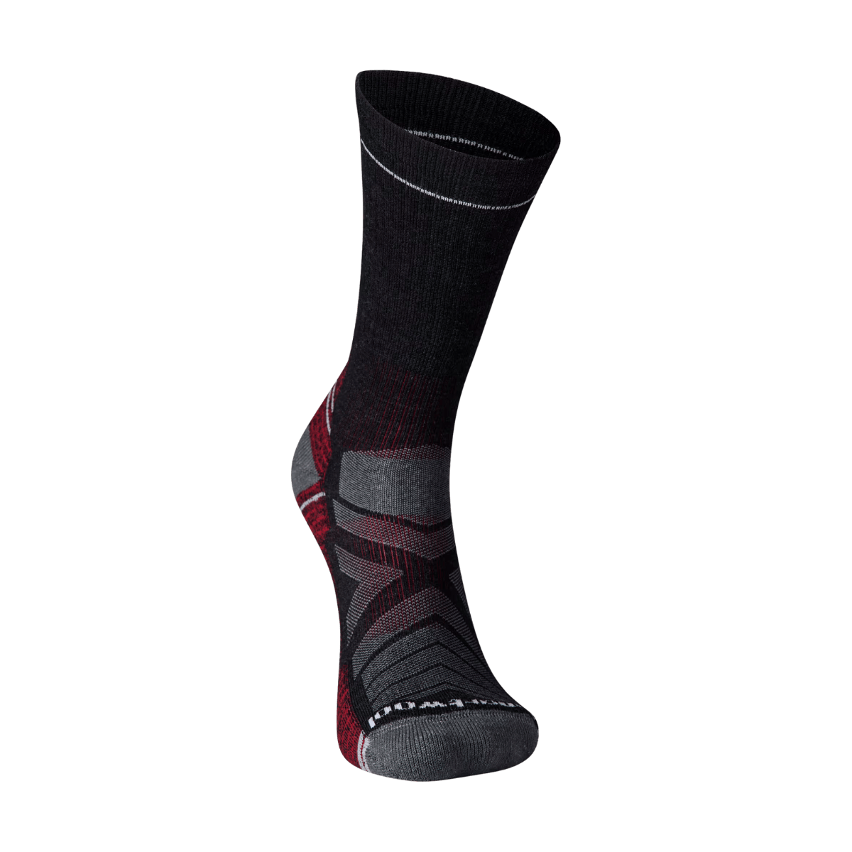 SMARTWOOL HIKE LIGHT CUSHION CREW SOCKS - CHARCOAL - FRONT VIEW