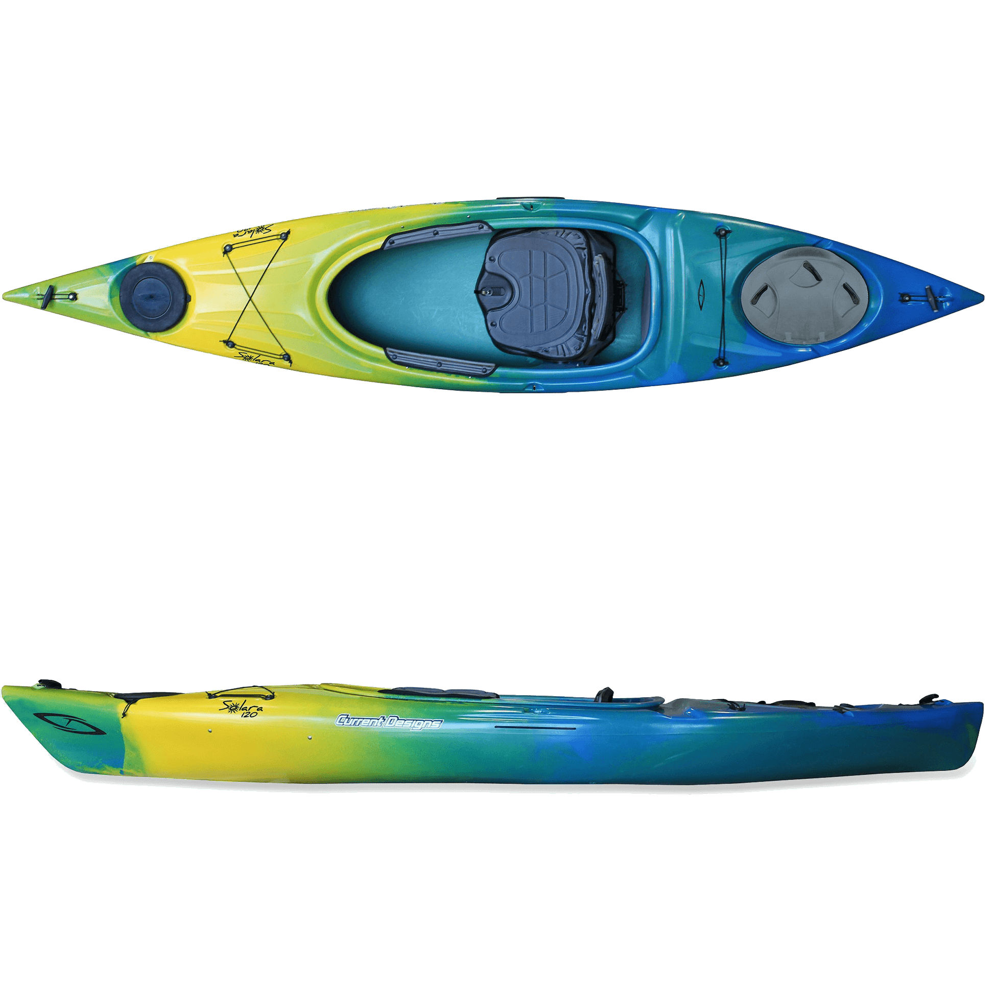 Solara 120 kayak in pacific swirl color