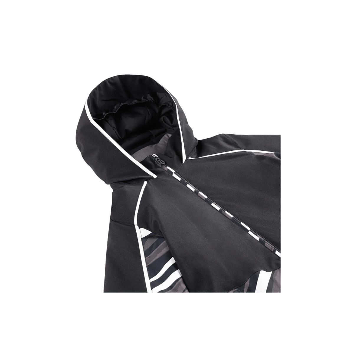 SPYDER GIRLS CONQUER SKI JACKET - TIGER POLAR - HOOD VIEW