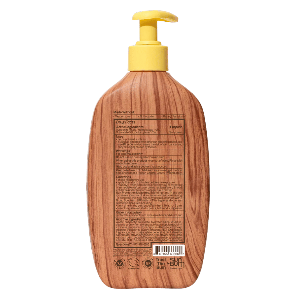 SUN BUM SPF LOTION XL 16OZ 50 SPF BACK VIEW