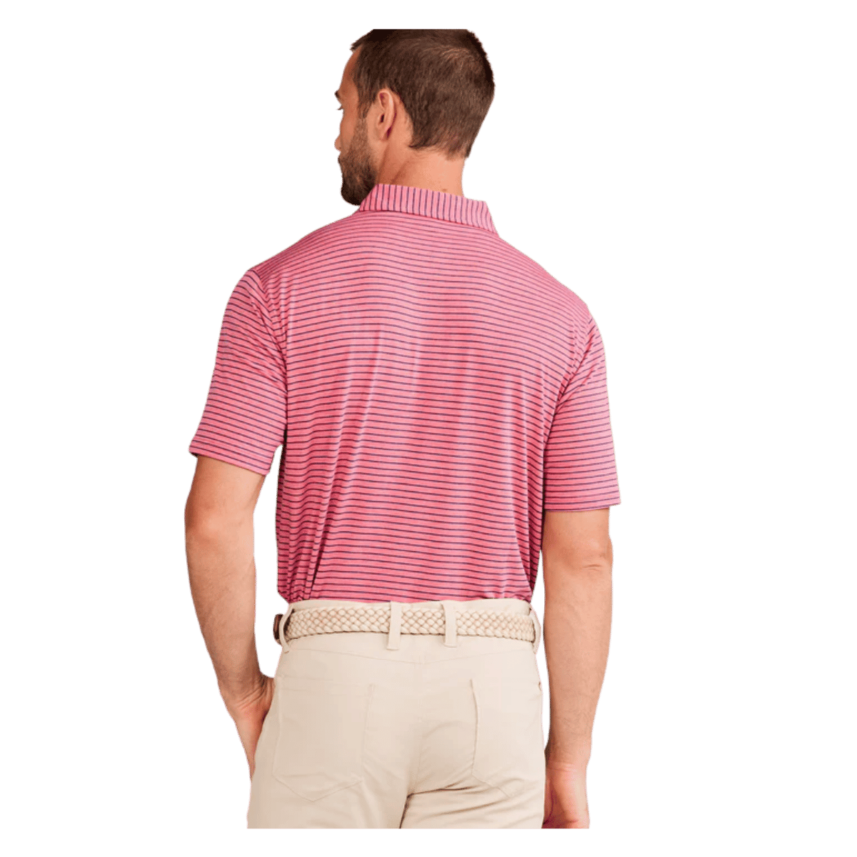 TASC CLOUD POLO BROOKLINE STRIPE - RUBY HEATHER/MARINE BLUE WW BACK