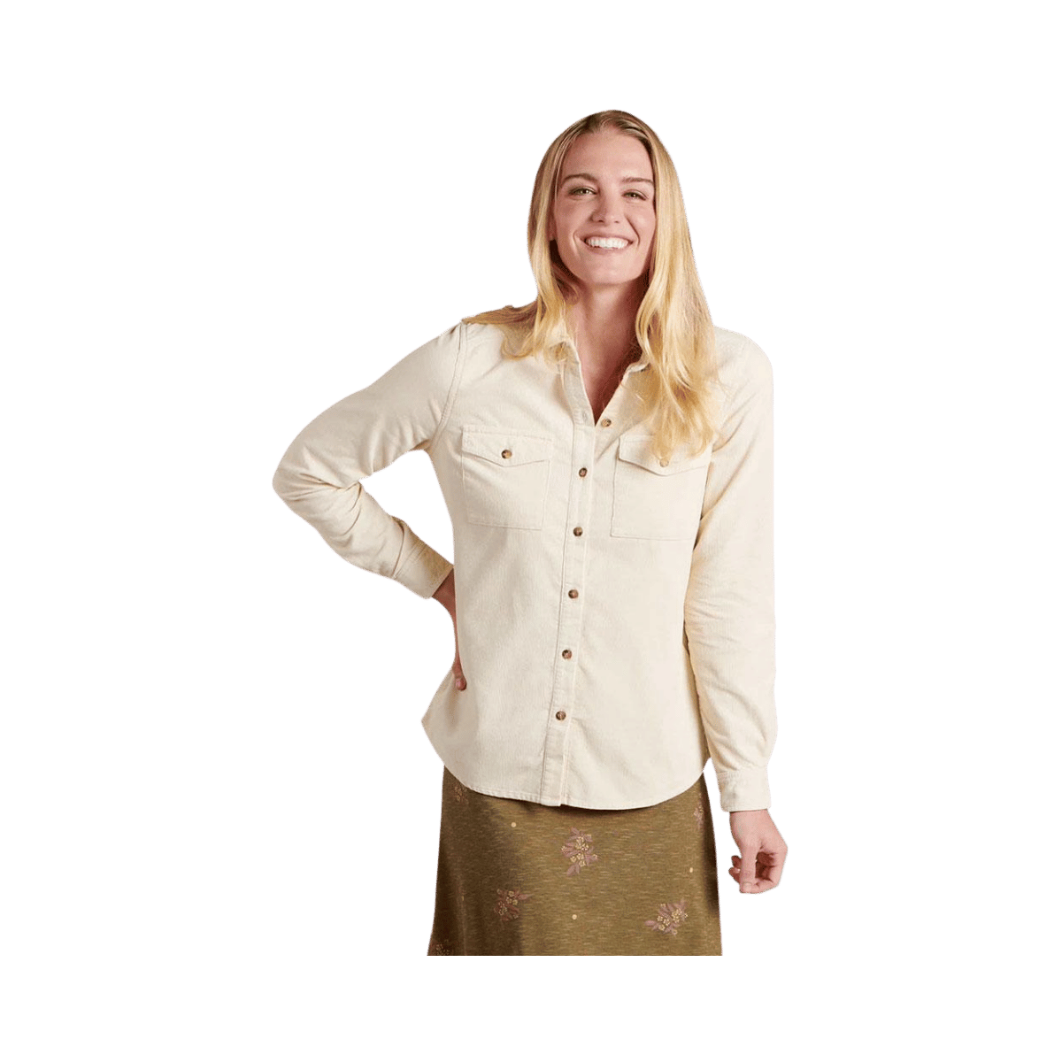 TOAD AND CO WOMENS SCOUTER CORD LS SHIRT ALMOND