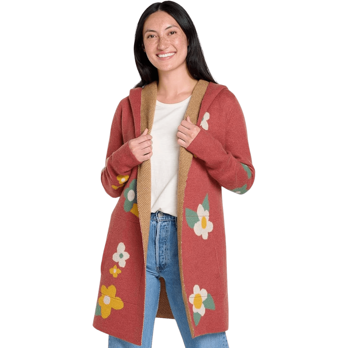TOAD AND CO W MERINO HEARTFELT HOODIE SUNDAWN PATTERN