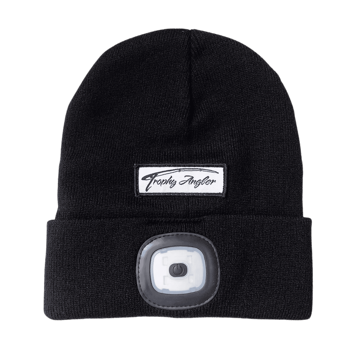 TROPHY ANGLER RECHARGEABLE LED KNIT HAT - BLACK FRONT