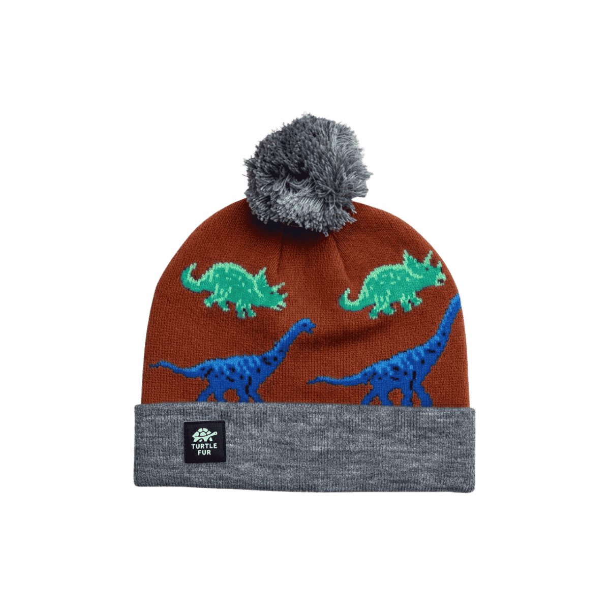 TURTLE FUR KIDS DINO MITE BEANIE RUST