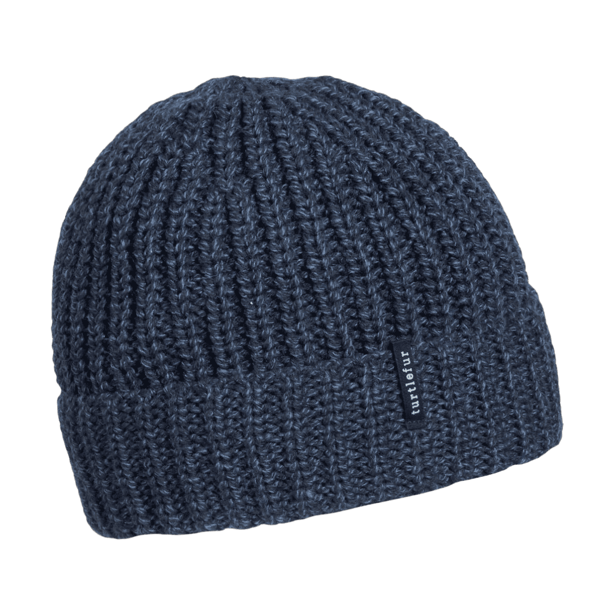 TURTLE FUR ETHAN RAGG WOOL BEANIE - NAVY - FRONT VIEW