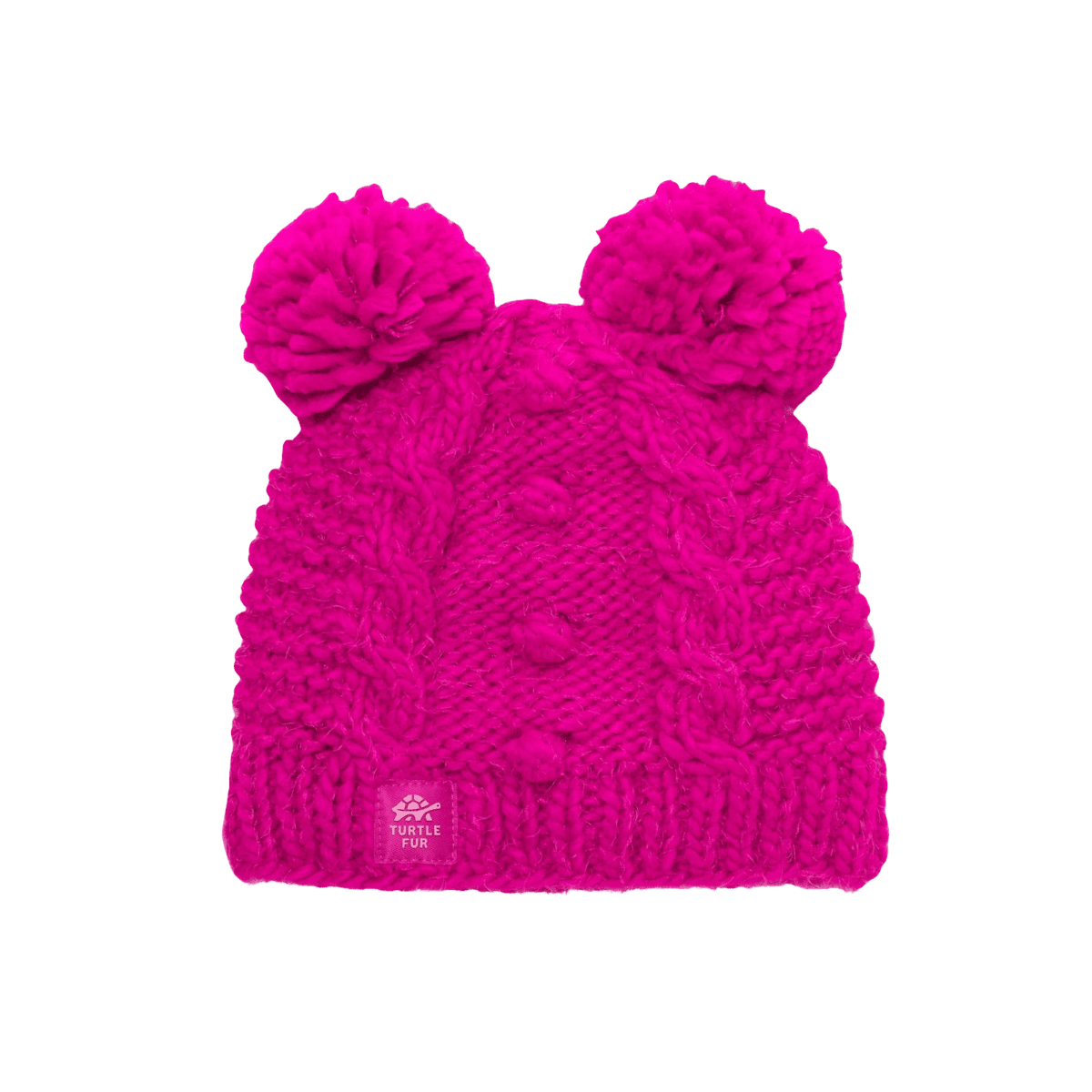 TURTLE FUR KIDS FLUFF BALLS BEANIE - HOT PINK