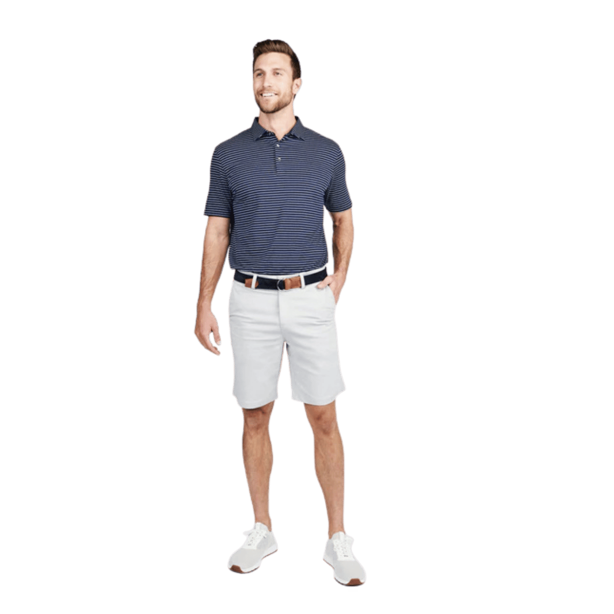 TASC CLOUD POLO BROOKLINE STRIPE CLASSIC NAVY/WHITE FULL FRONT VIEW