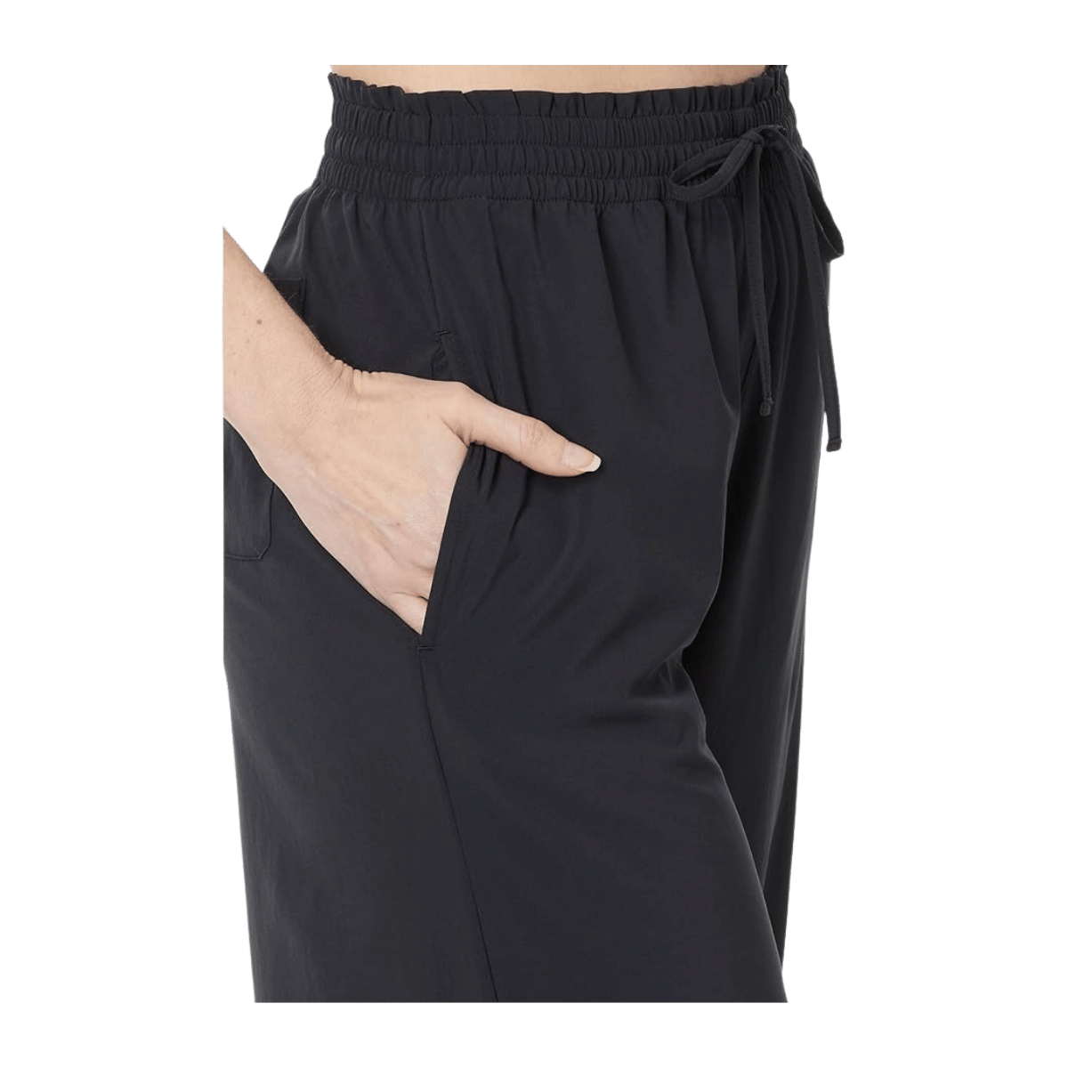 TOAD & CO WOMEN'S SUNKISSED WIDE LEG CROP PANTS - BLACK - POCKET VIEW
