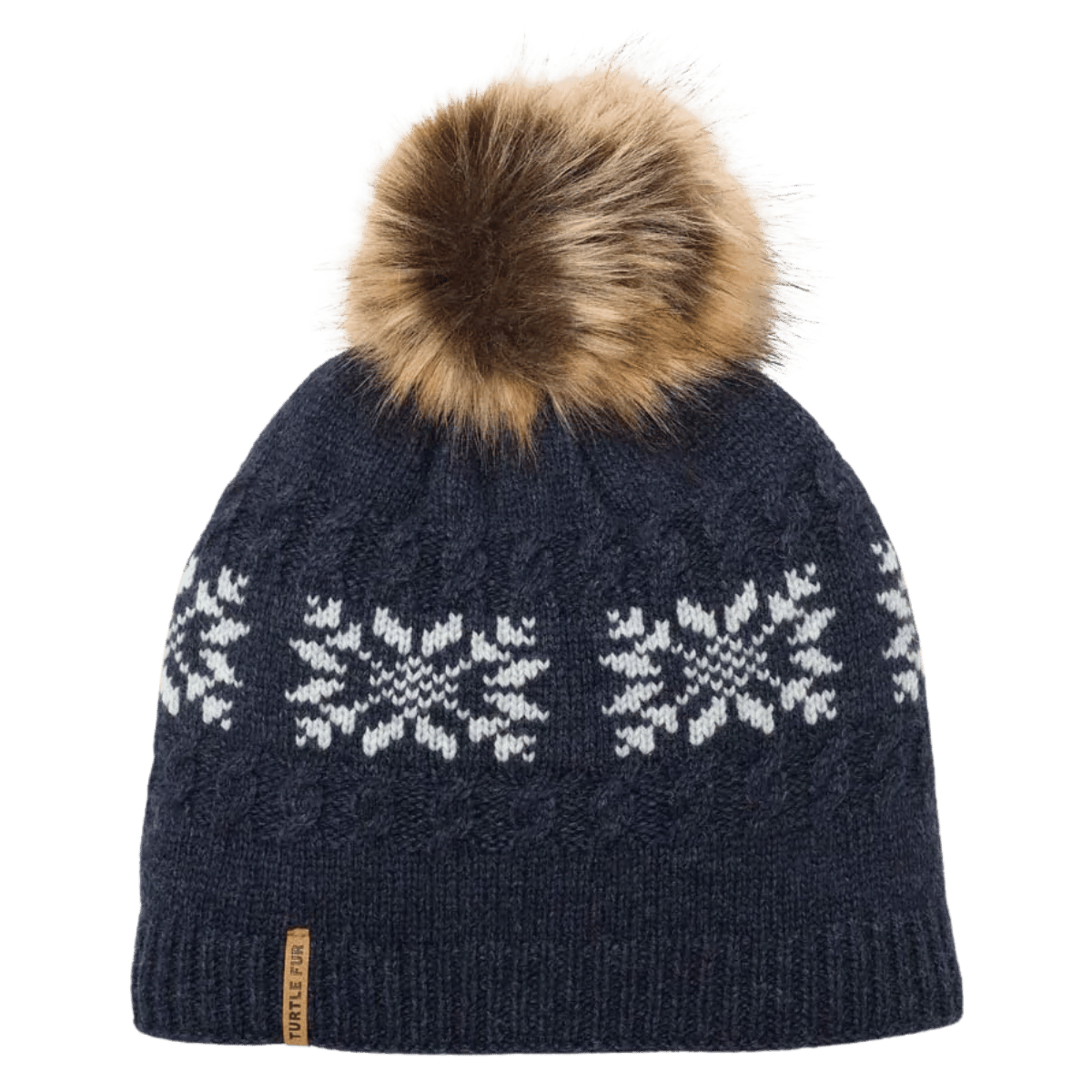 TURTLE FUR LAMBSWOOL LEIRA FUR POM BEANIE - INK
