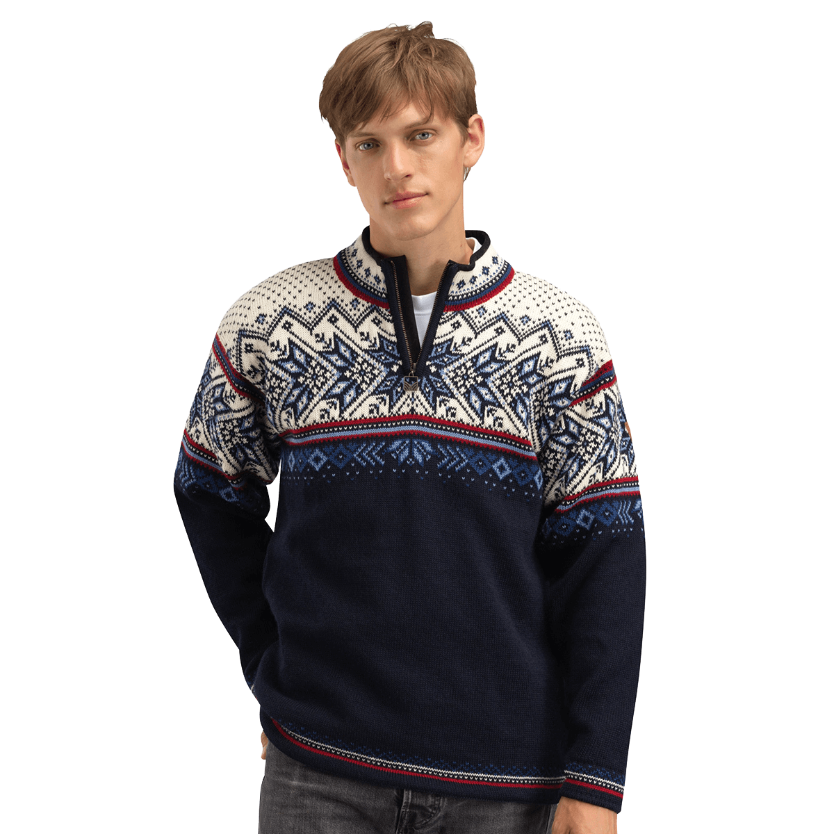 DALE OF NORWAY VAIL MEN'S SWEATER - NORWEGIAN WOLL - MIDNIGHT NAVY front