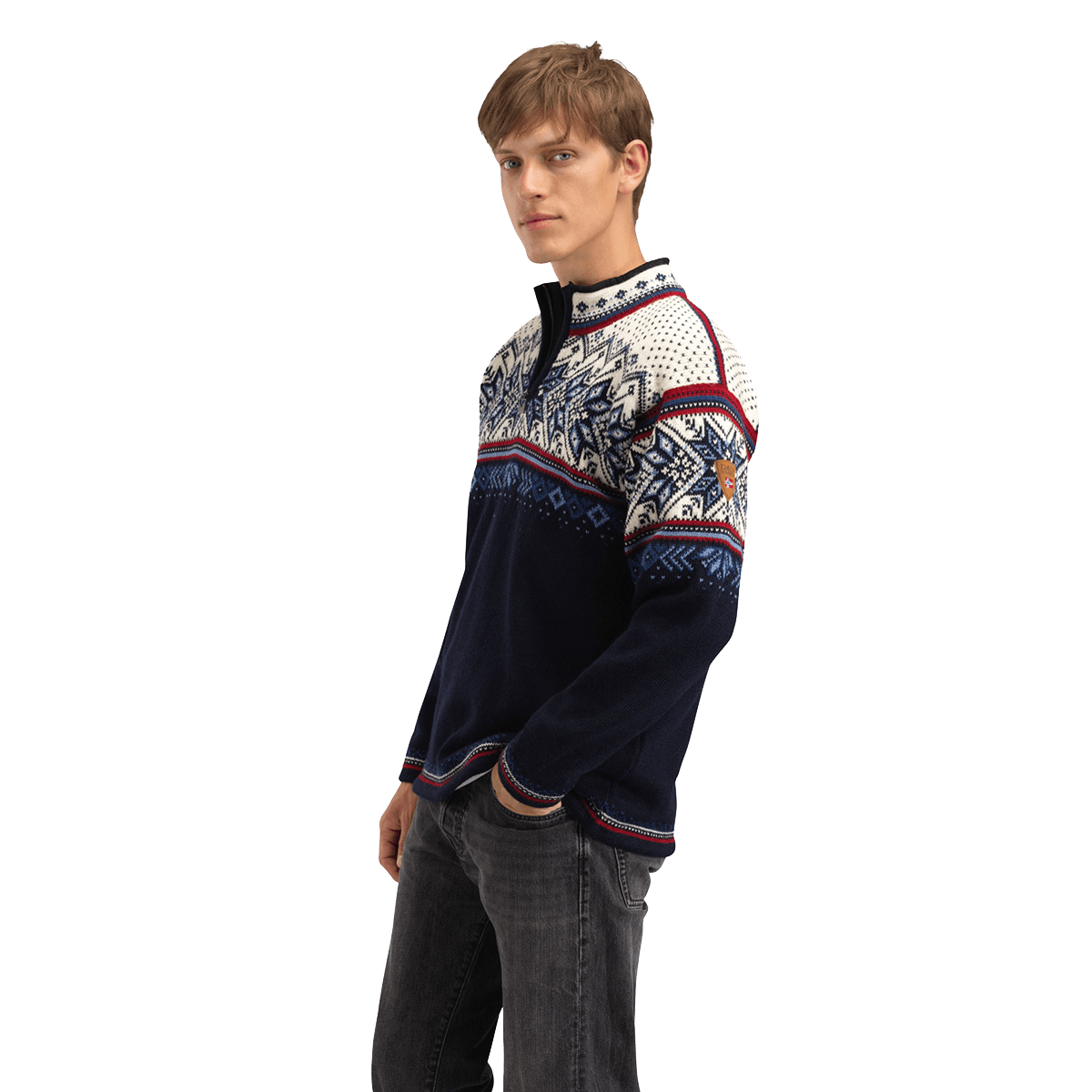 DALE OF NORWAY VAIL MEN'S SWEATER - NORWEGIAN WOLL - MIDNIGHT NAVY side view