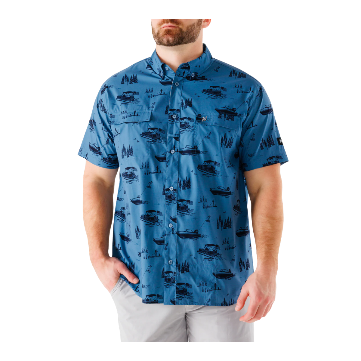 WAGGLE GOLF WAKE LIFE SS BUTTON DOWN BLUE