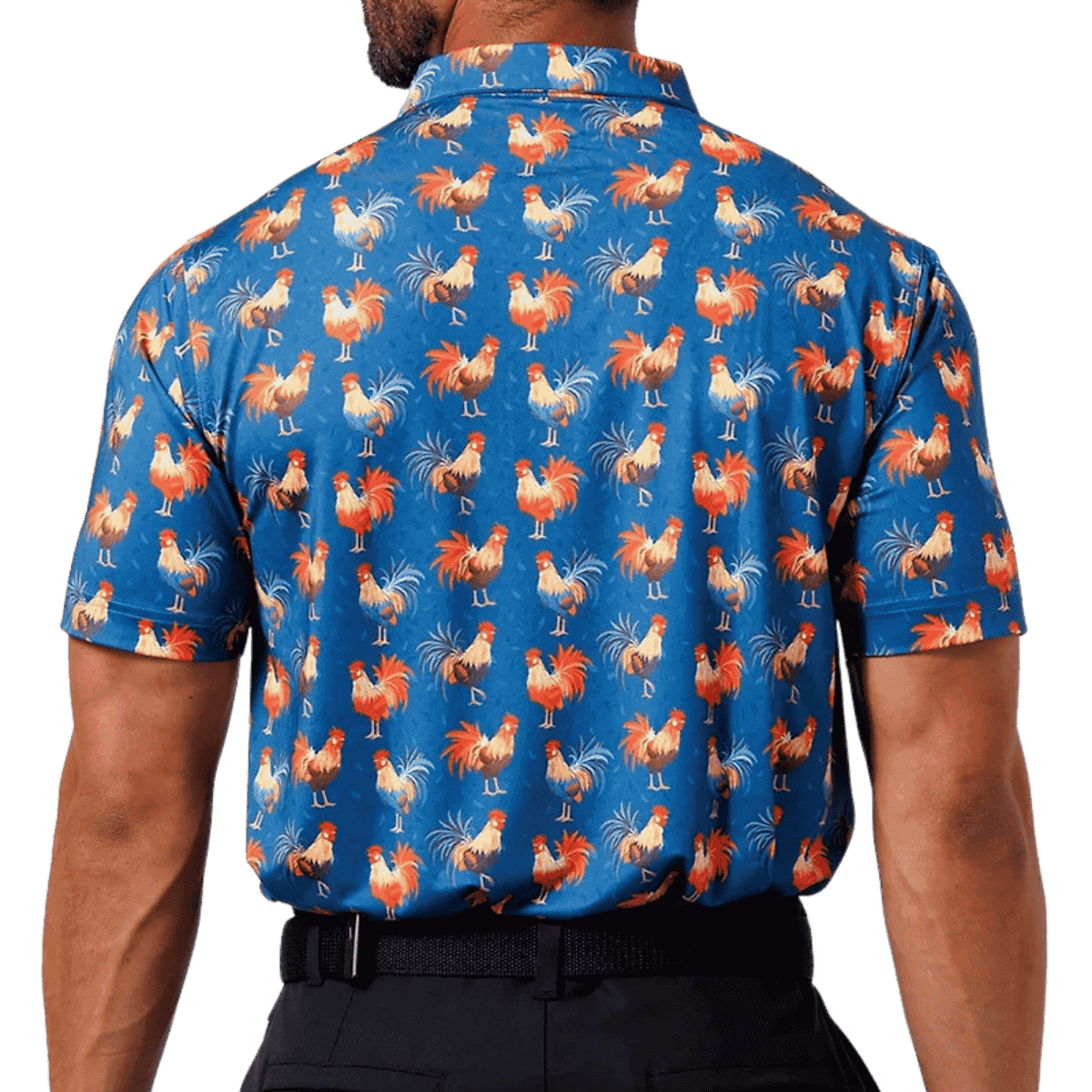 WAGGLE GOLF COCKY ROOSTER CLASSIC POLO - NAVY_BACKANGLE
