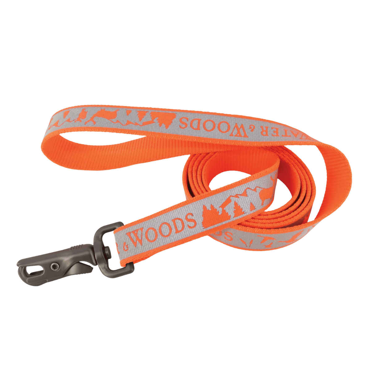 WATER & WOODS REFLECTIVE DOG LEASH - 1IN X 6FT - ORANGE