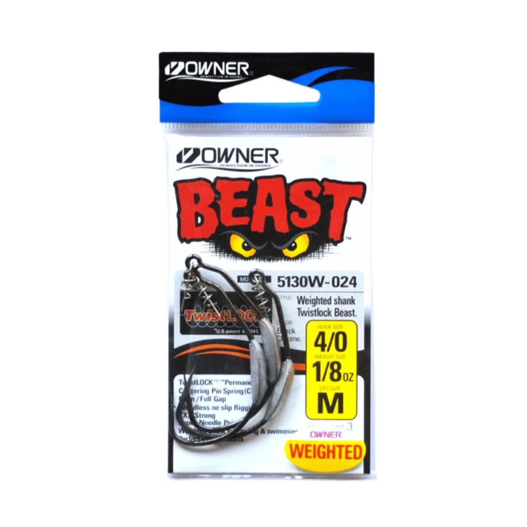 OWNER AMERICAN WEIGHTED BEAST HOOKS W/ TWISTLOCK 3PK - 4/0_1