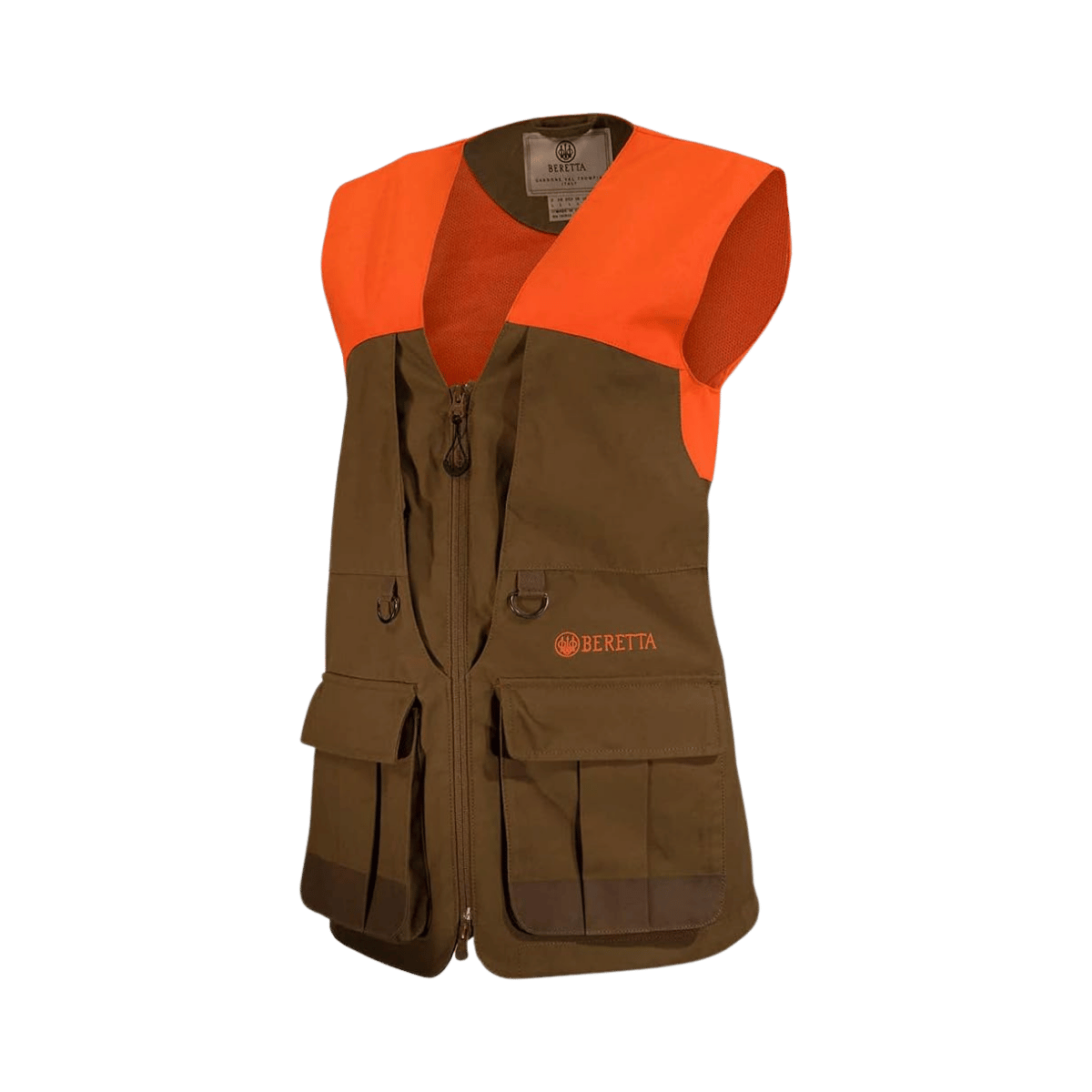 BERETTA WOMEN'S RETRIEVER FIELD UPLAND LIGHTWEIGHT HUNTING VEST - TOBACCO/BLZ ORG