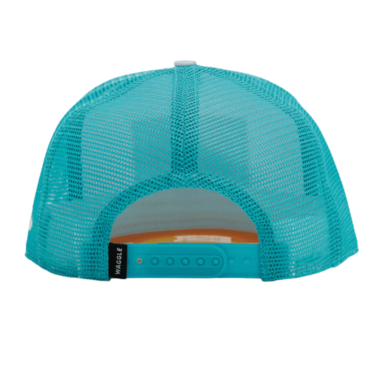 WAGGLE GOLF BIRDIE'S SURF CO TRUCKER HAT WHITE BACK VIEW