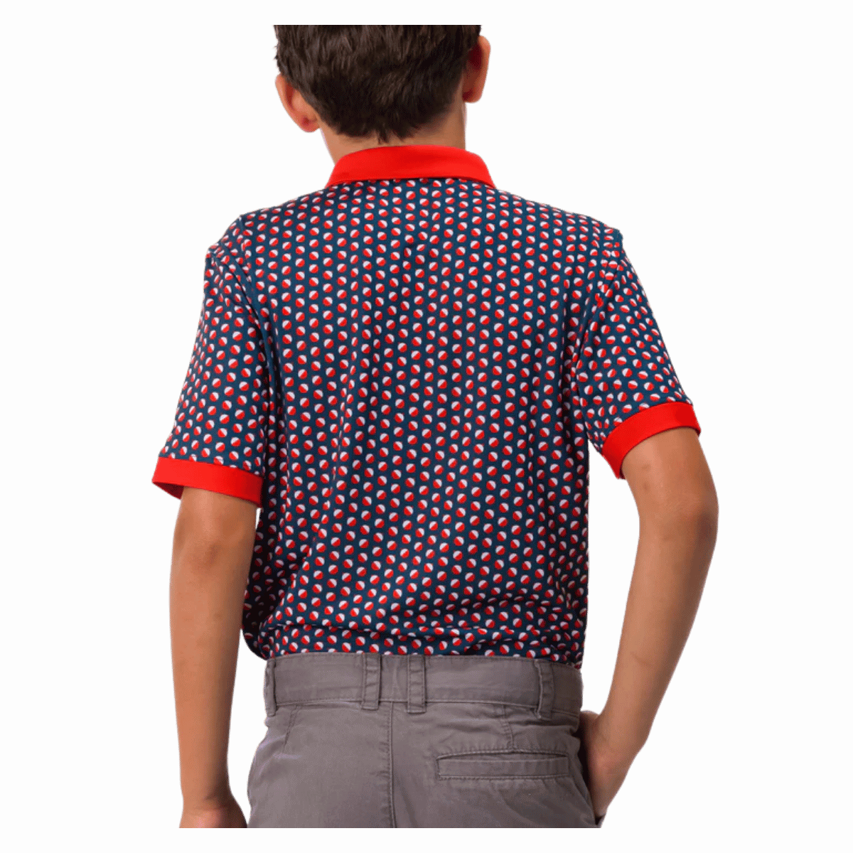 WAGGLE GOLF BOBBY CLASSIC POLO BLUE BACK VIEW