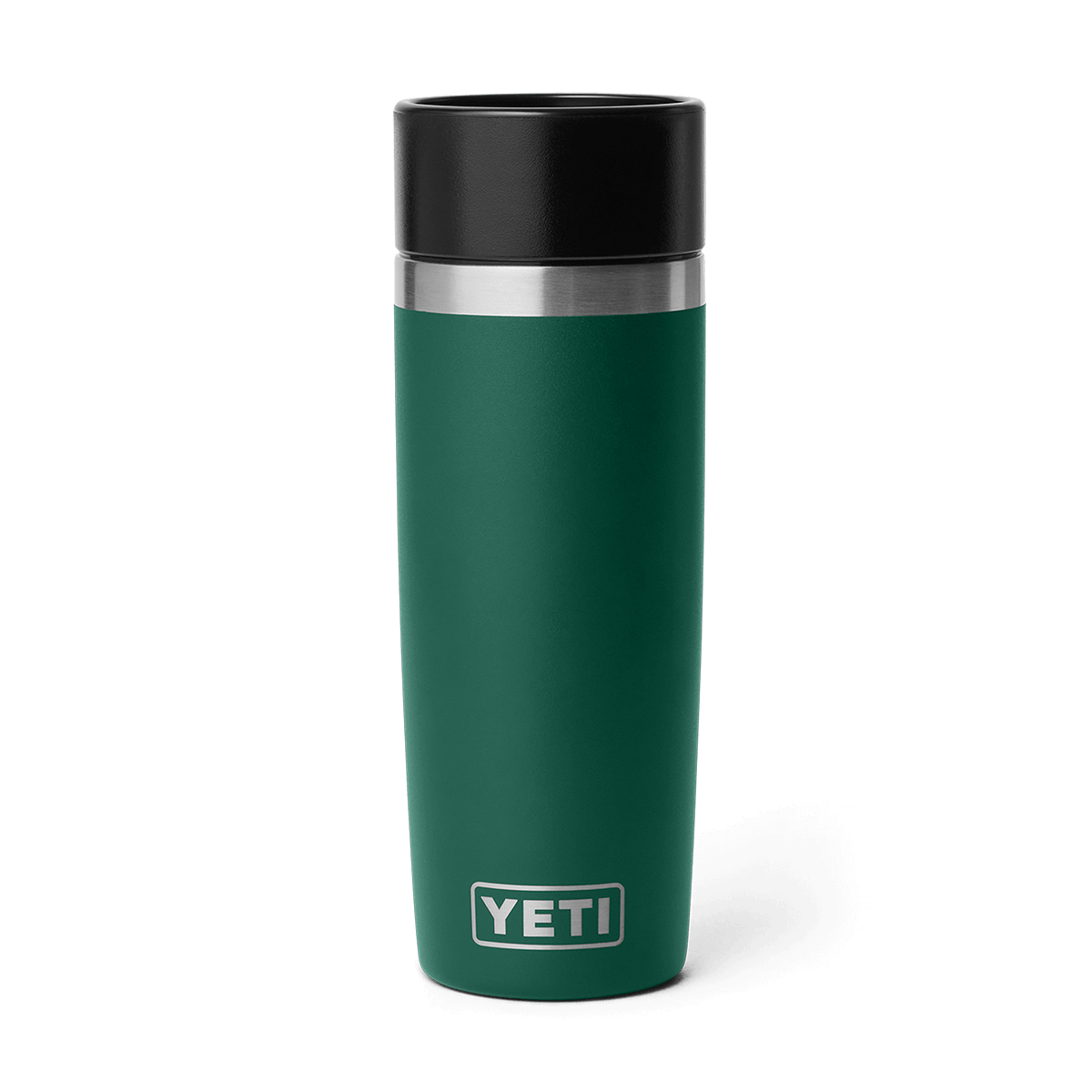 Green YETI mug with black lid