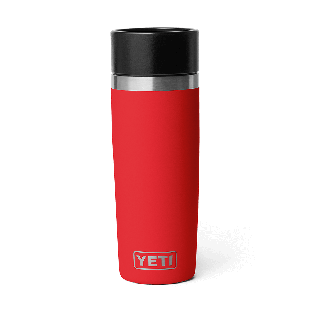 Red YETI mug with black lid