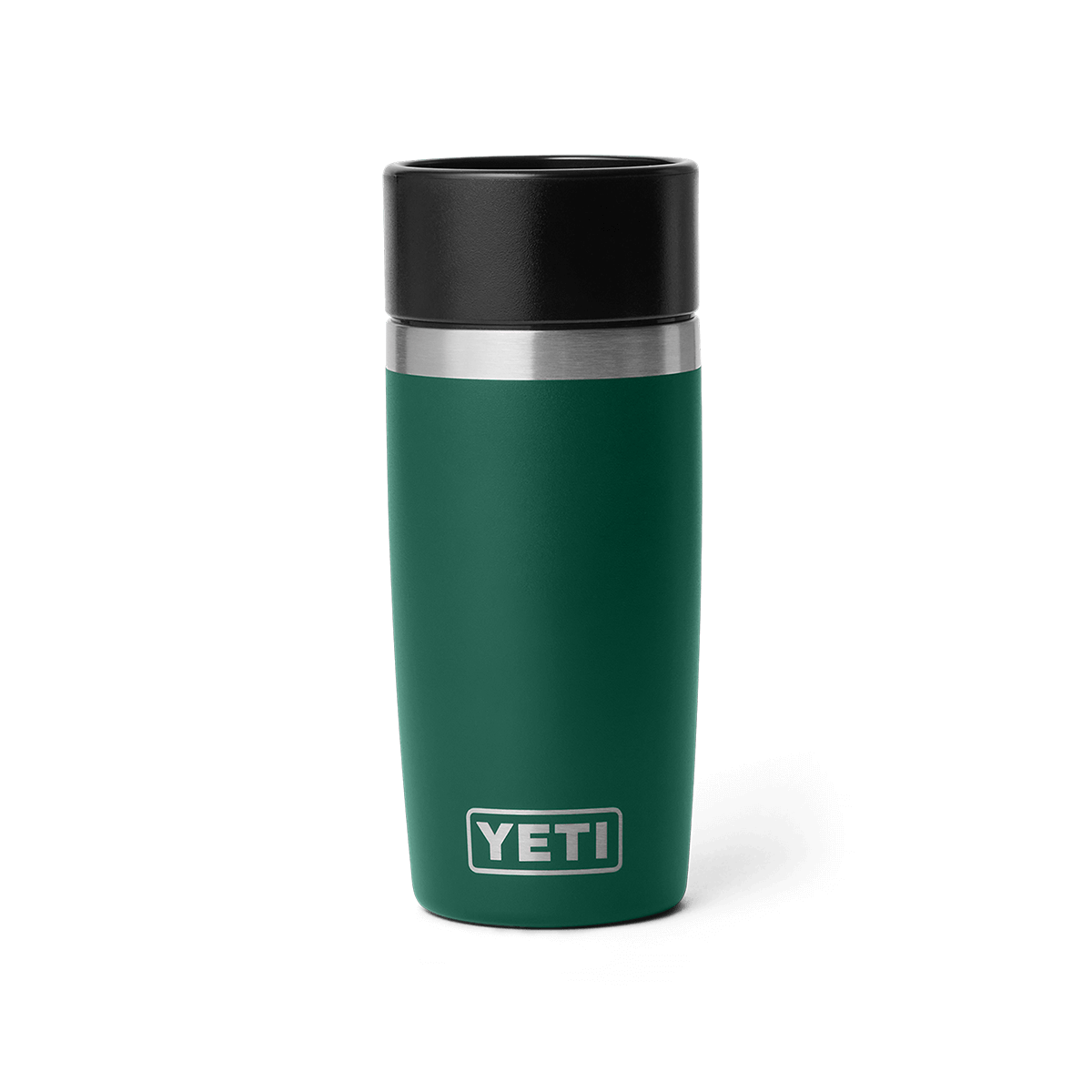 Green YETI insulated 12 oz mug with black lid