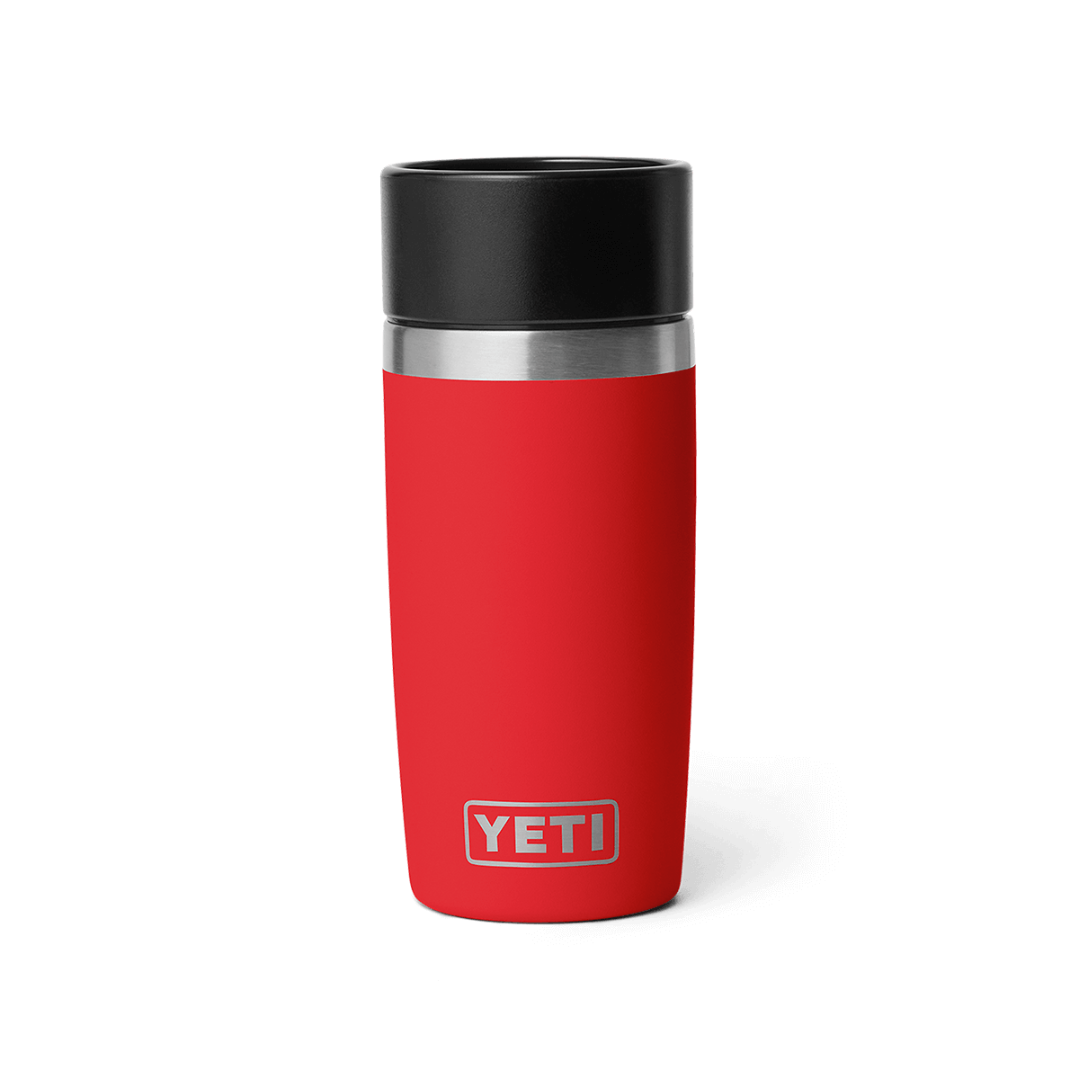 Rescue Red YETI insulated 12 oz mug with black lid