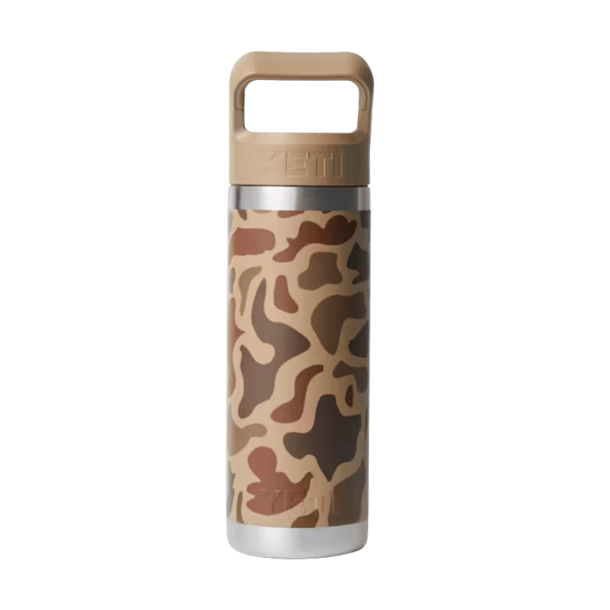 YETI 18 OZ PREMIUM TUMBLER STRAW BOTTLE - WETLANDS CAMO - BACK VIEW