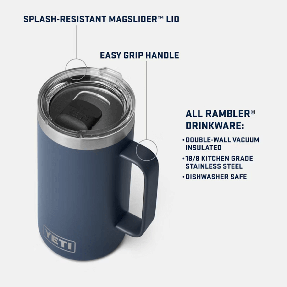 RAMBLER 24OZ MUG WITH MAGSLIDER LID description