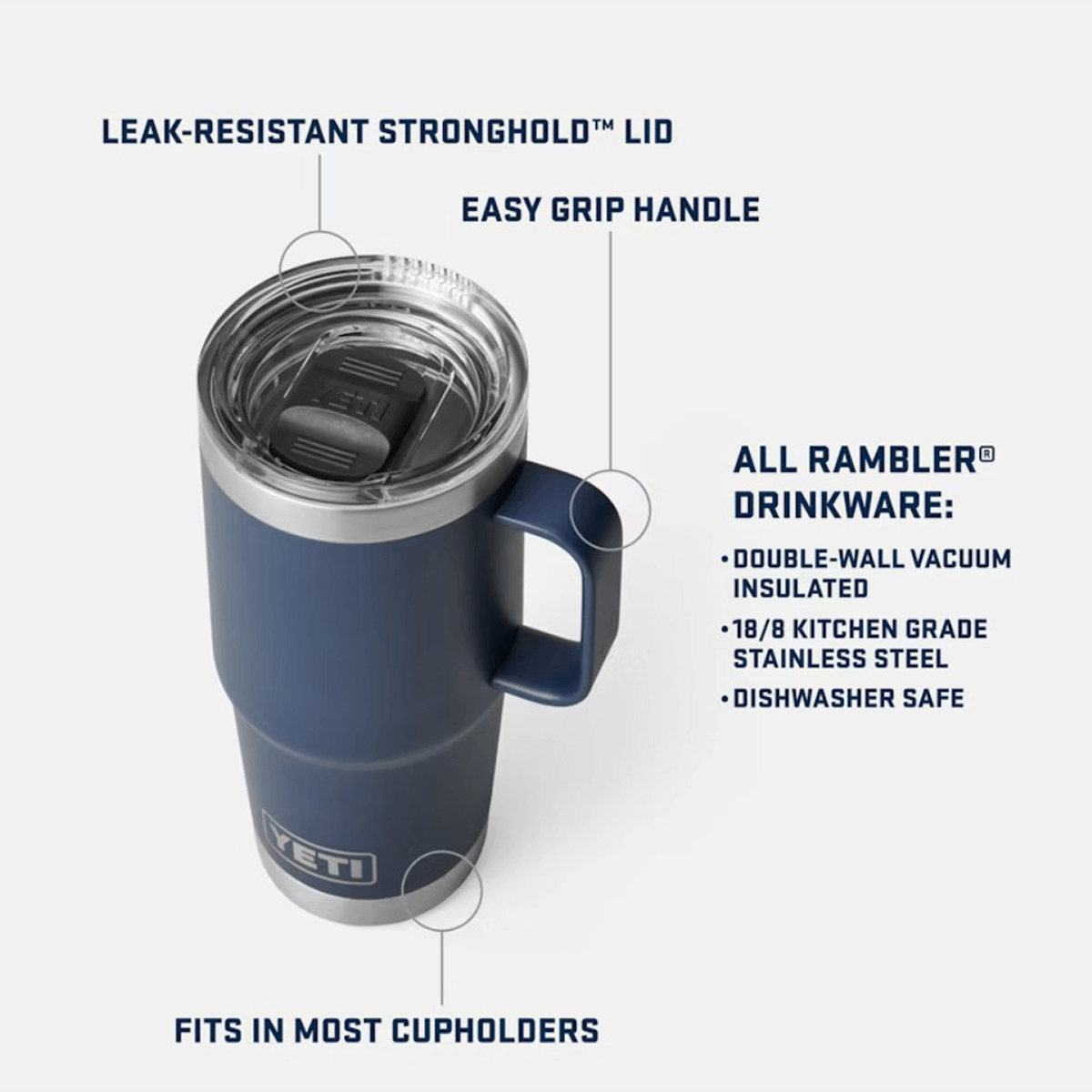 YETI RAMBLER 20 OZ TRAVEL MUG WITH STRONGHOLD LID - Description