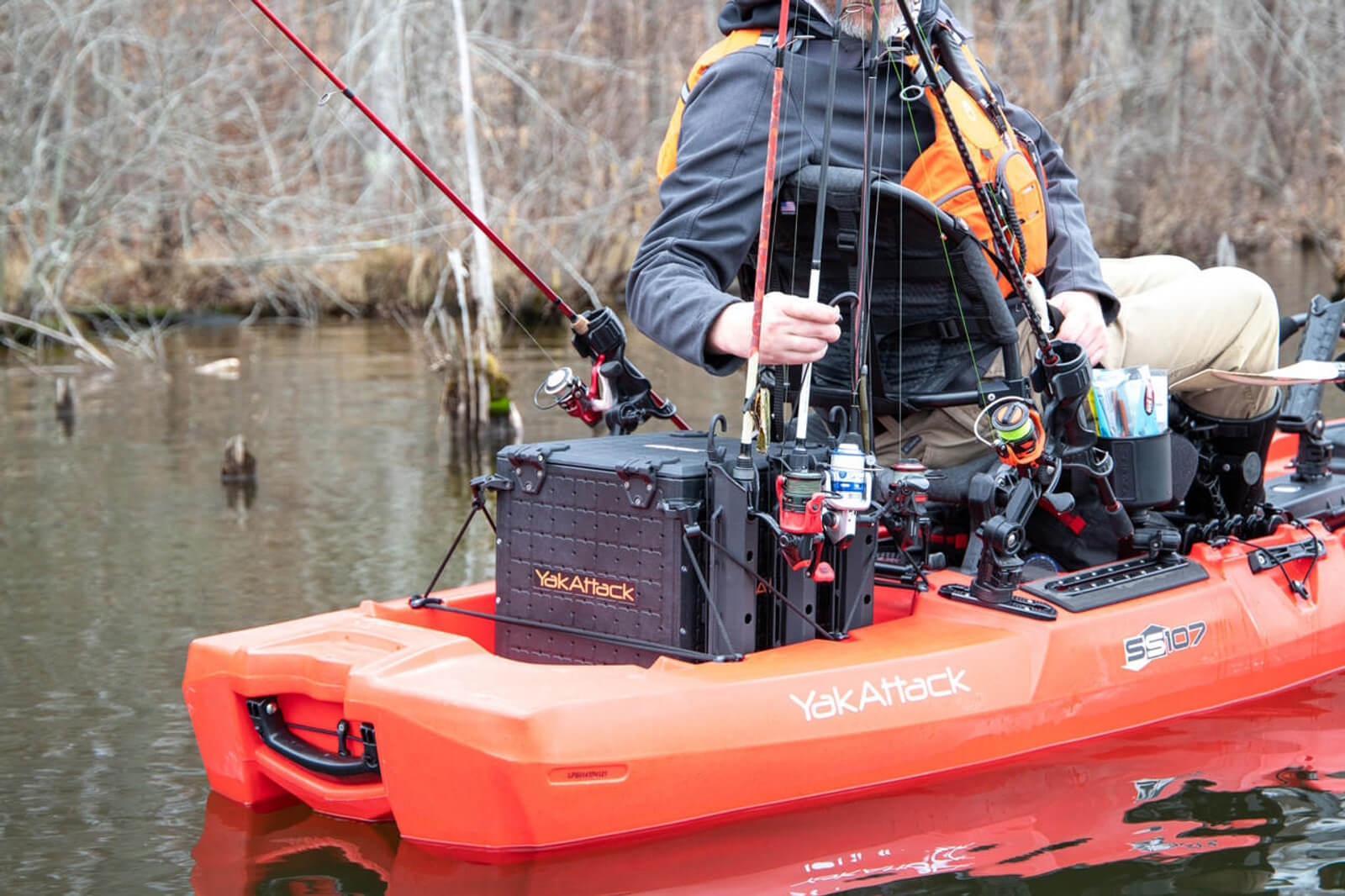 BLACKPAK PRO KAYAK CRATE - 13" x 13" being used on a kayak
