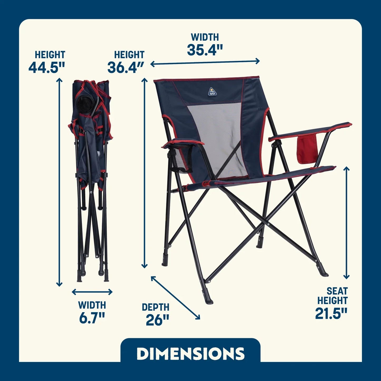 GCI OUTDOOR COMFORT QUAD CHAIR dimensions