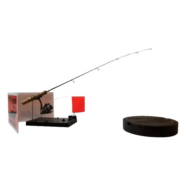 Finicky fooler hole cover and rim set up with a ice fishing pole